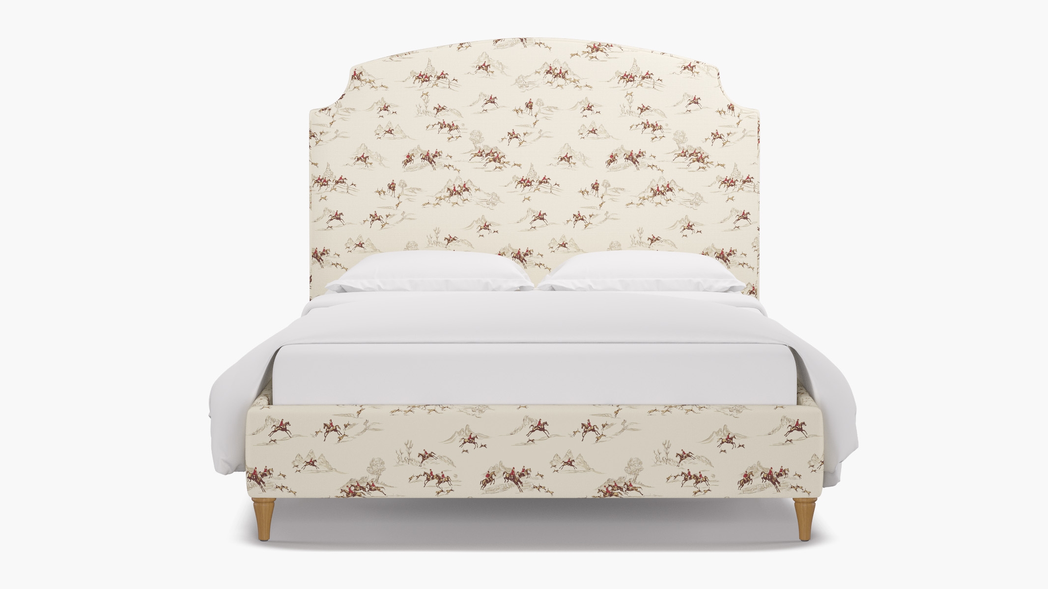 Cove Bed, Red Cotswold Hunt, Natural Decorative Tapered Leg, Twin - Image 0