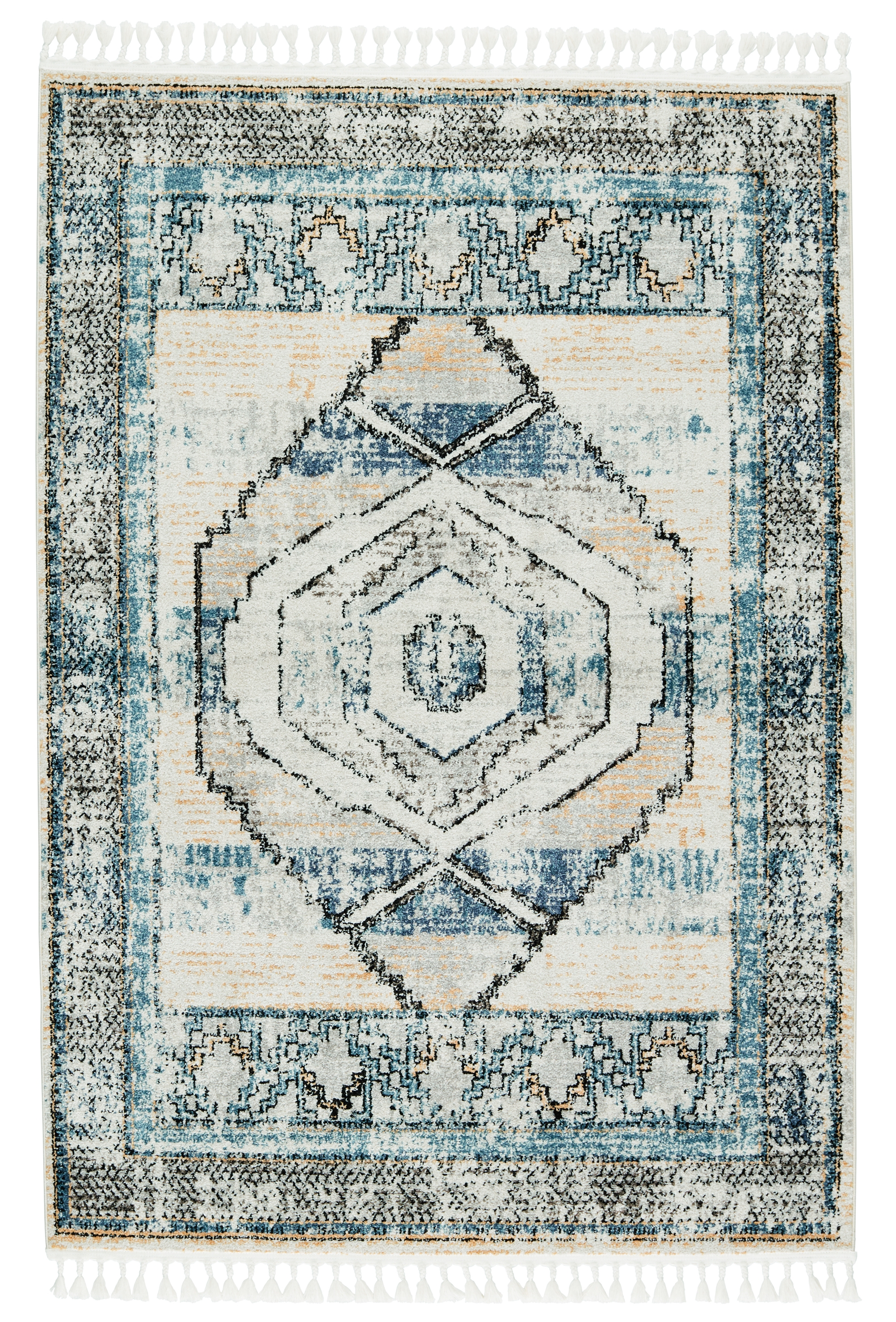 Vibe by Samsun Medallion Blue/ Light Orange Area Rug (5'3"X7'6") - Image 0