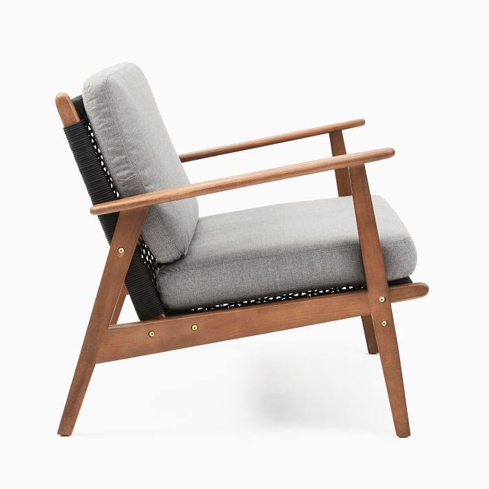 Catskill Lounge Chair, Wood & Woven, Vintage Dark Teak & Gray - Image 2