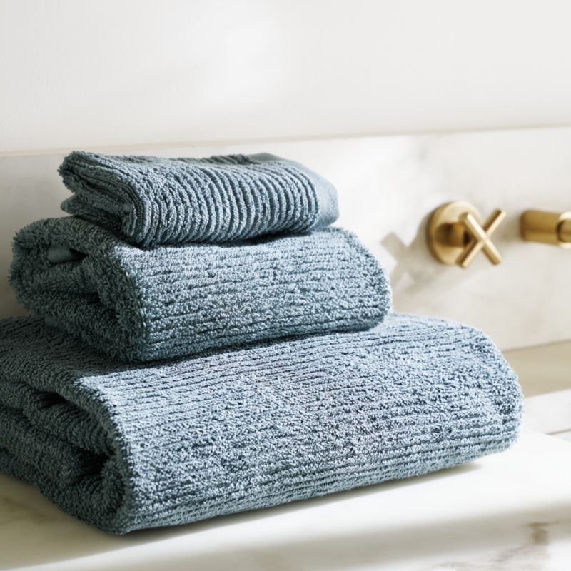 Brooks Ribbed Organic Cotton Faded Teal Bath Towel - Image 2