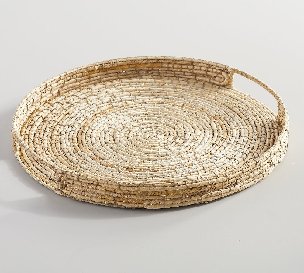 Wynne Coil Woven Abaca Tray, Light Natural - Image 0