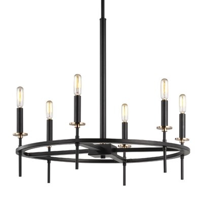 Beyers 6 - Light Candle Style Wagon Wheel Chandelier - Image 0