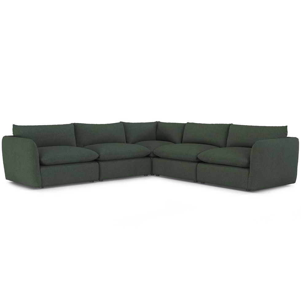 Leigh 126" Modular Corner Sectional - Green Wool Bouclé - Image 0