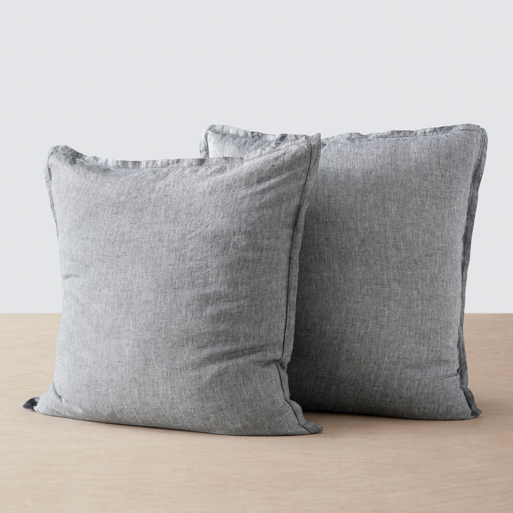 The Citizenry Stonewashed Linen Euro Shams | Indigo Chambray - Image 0