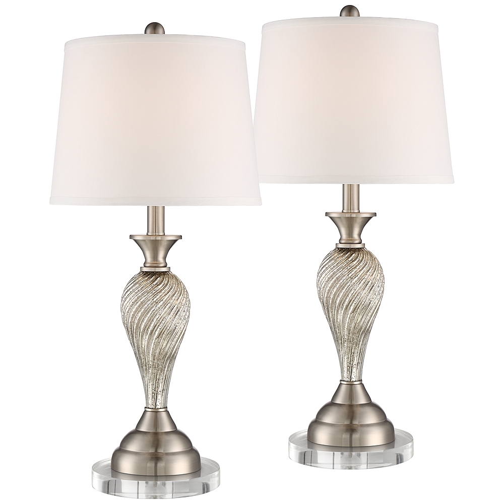 Regency Hill Arden 26" Twist Mercury Glass Lamps with Acrylic Risers - Image 0