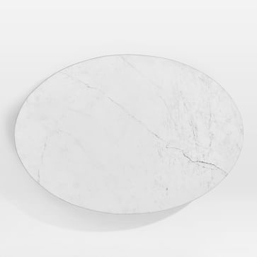 Silhouette 60" Pedestal Dining Table, Oval White Marble - Image 3