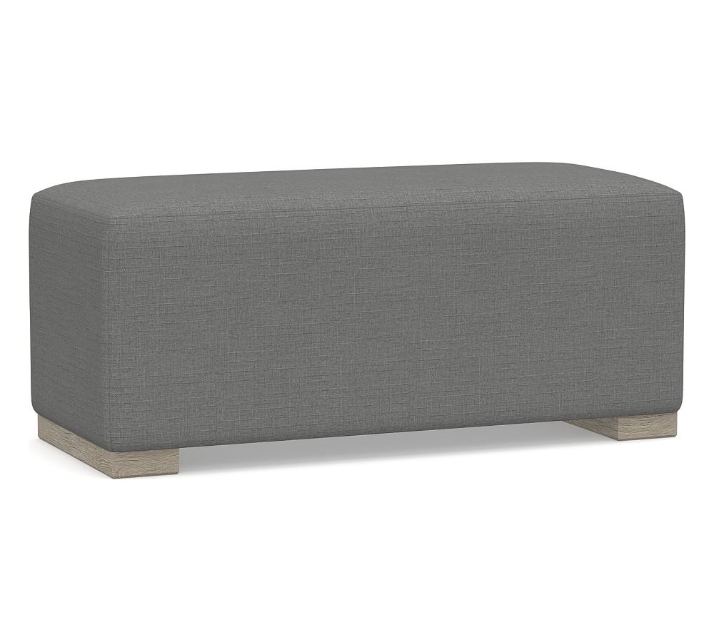 Universal Upholstered Dining Bench, Gray Wash Frame, Basketweave Slub Charcoal - Image 0