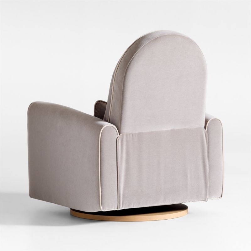 Miles Fawn Beige Velvet Nursery Power Recliner Chair with Wooden Base - Image 7