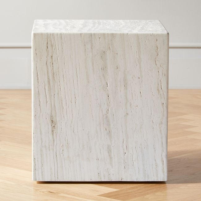 Carmelo Travertine Side Table RESTOCK Early July 2022 - Image 0