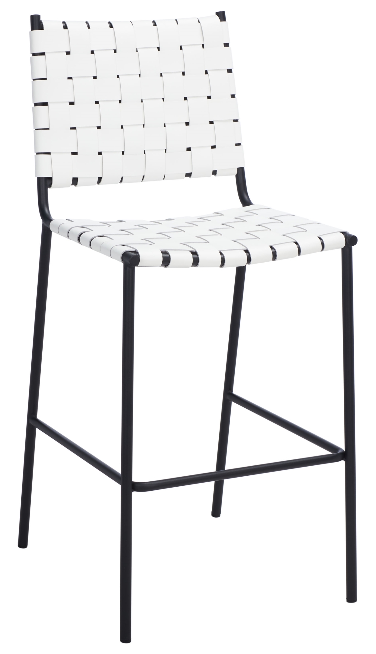Bahari Woven Counter Stool - White / Black - Safavieh - Image 6