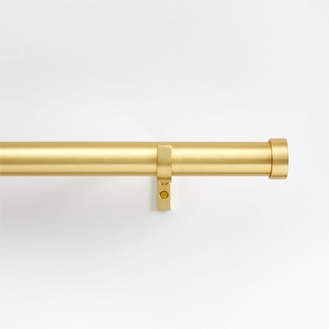 Brass 1.5" Standard Curtain Rod and Round End Cap Finials Set 48"-88" - Image 0