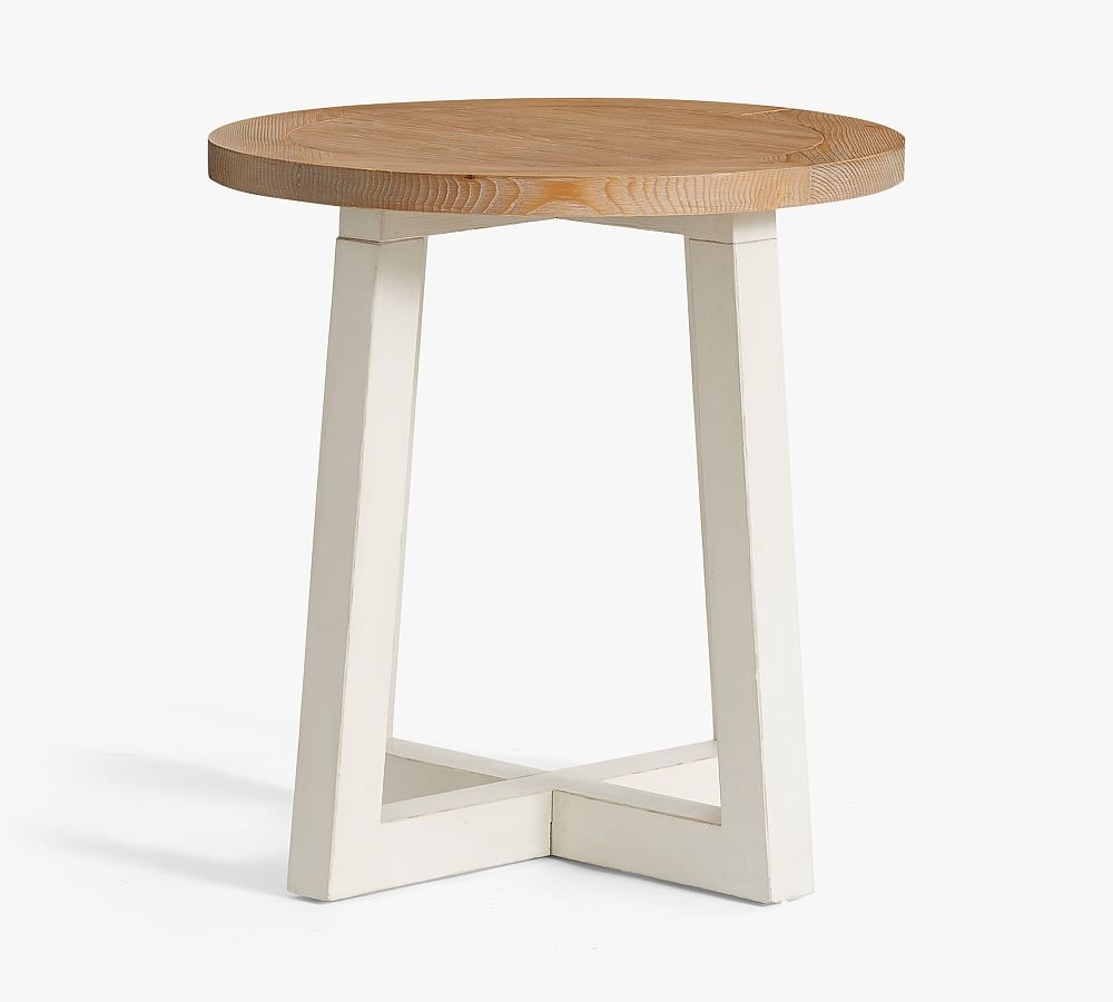 St. Augustine Round End Table, Beach White &amp; Creek Natural - Image 0