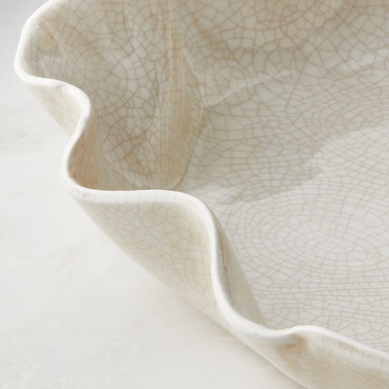 Valentia Warm White Crackled Ceramic Decorative Bowl - Image 2