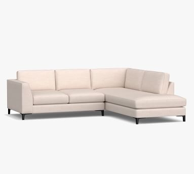 Ansel Upholstered Left Sofa Return Bumper Sectional, Polyester Wrapped Cushions, Performance Heathered Basketweave Dove - Image 2