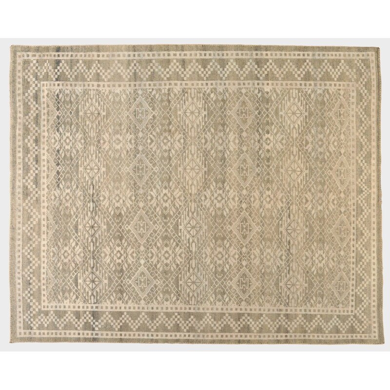 Aga John Oriental Rugs One-of-a-Kind Indian Hand-Knotted Ivory/Brown 8' x 10' Area Rug - Image 0