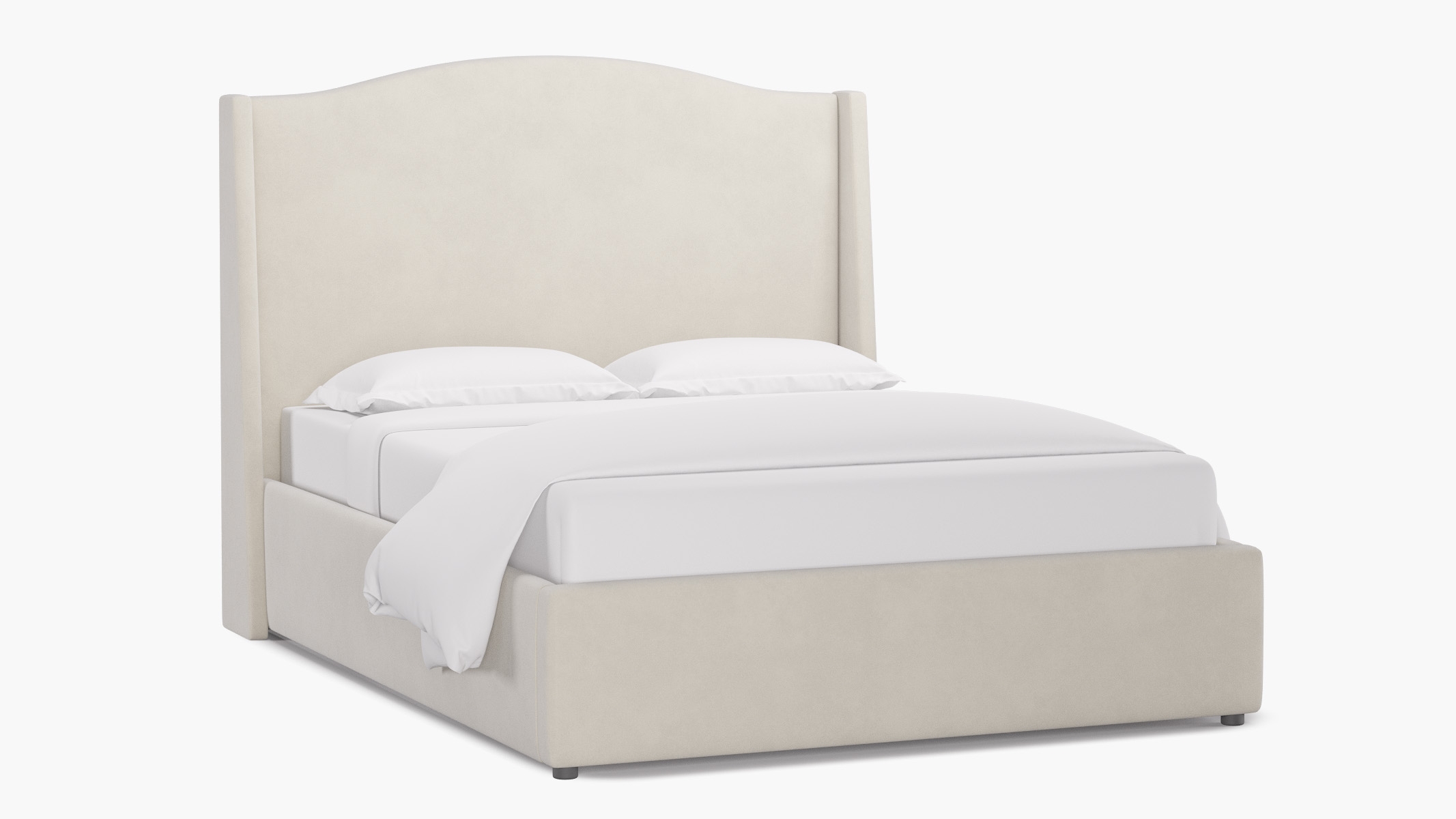 Curved Wingback Bed, White Performance Velvet, Full - Image 1
