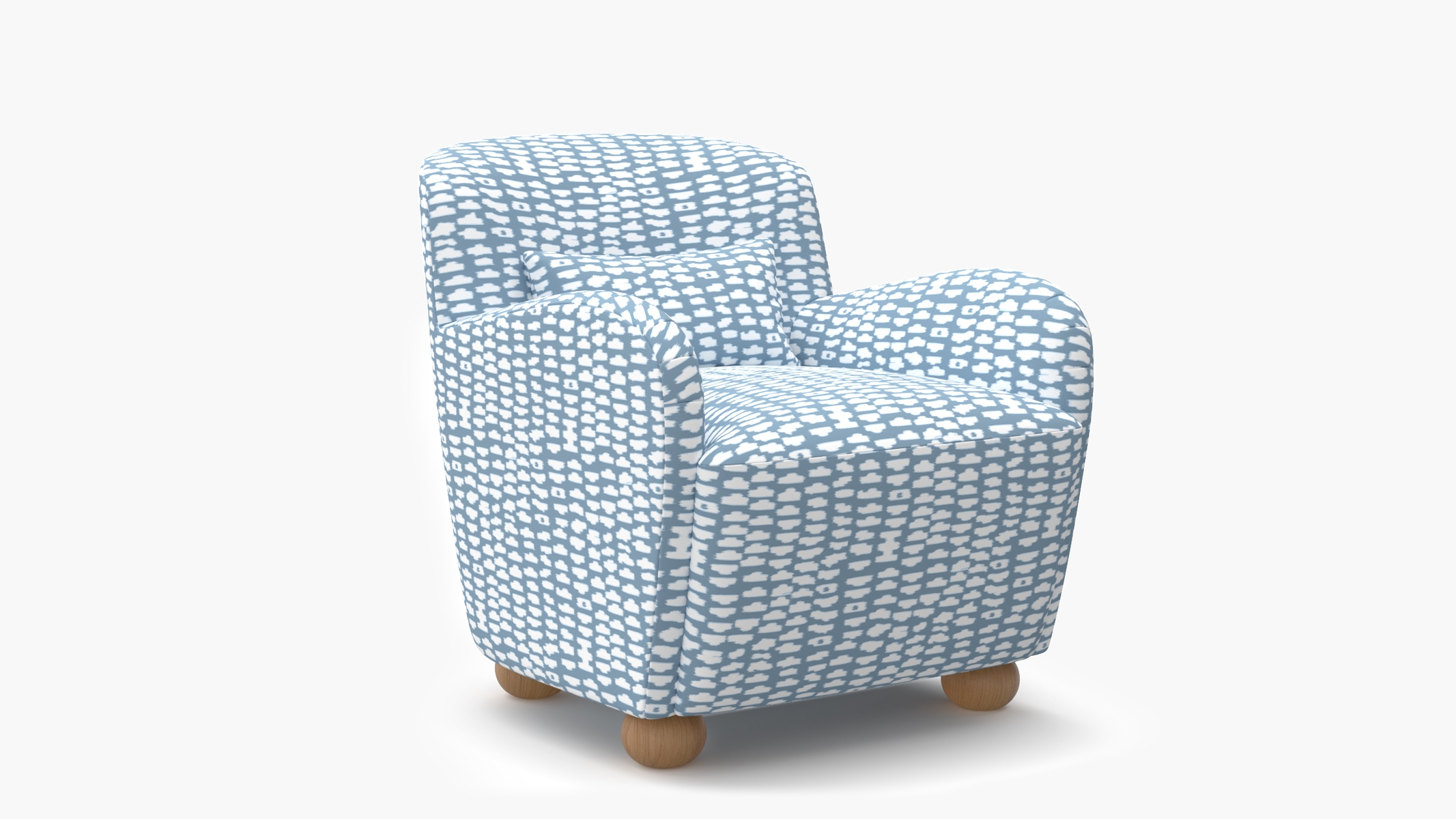 Club Chair, Dusty Blue Odalisque, Natural Bun Foot - Image 0
