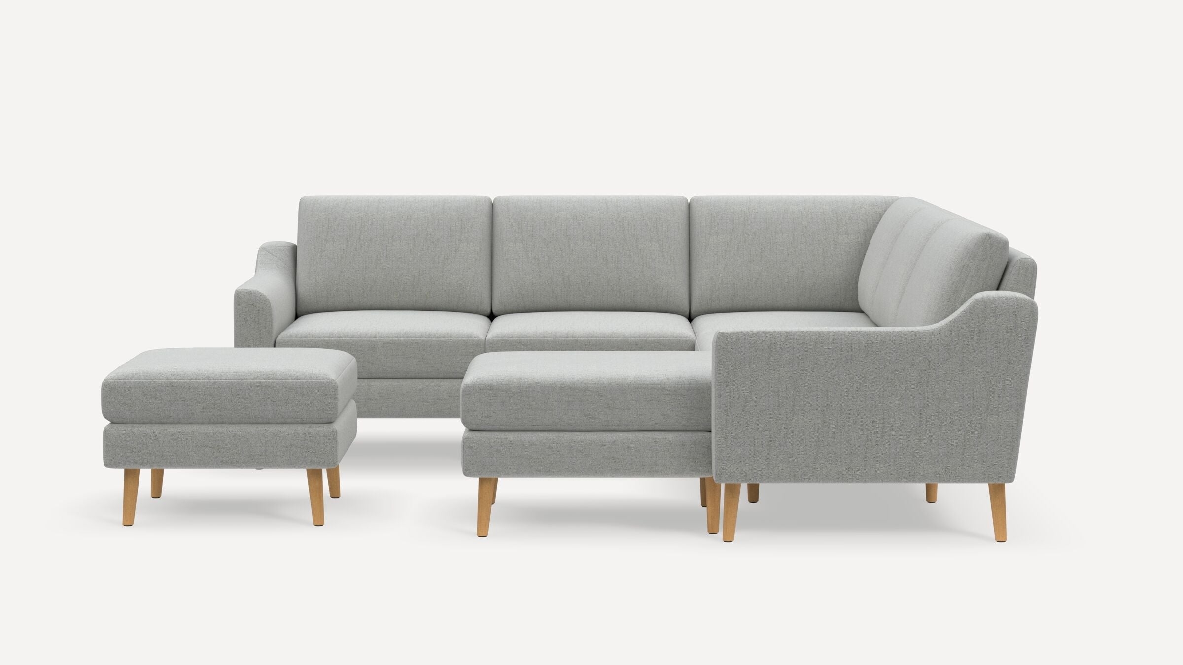 Nomad 5-Seat Corner Sectional with Chaise and Ottoman - Crushed Gravel - Performance Chenille / Oak - Wood / Slope - Image 0