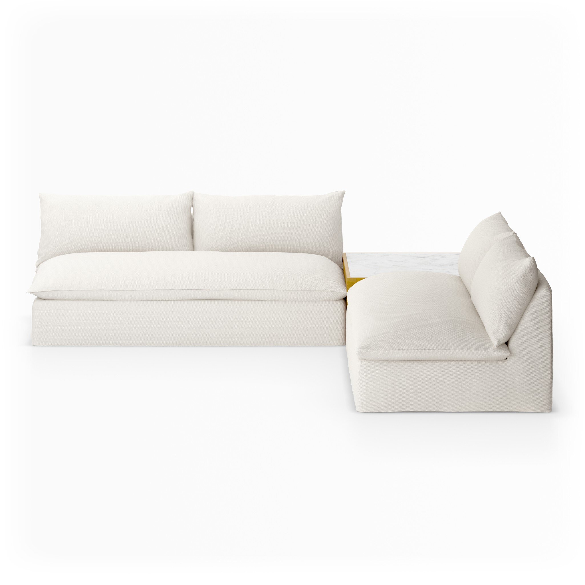 Grant Outdoor 2-Piece Sectional W/ Coffee Table - Faye Cream - Image 3