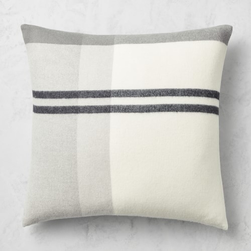 Plaid Lambswool Pillow Cover, 22" X 22", Grayson Black - Image 0
