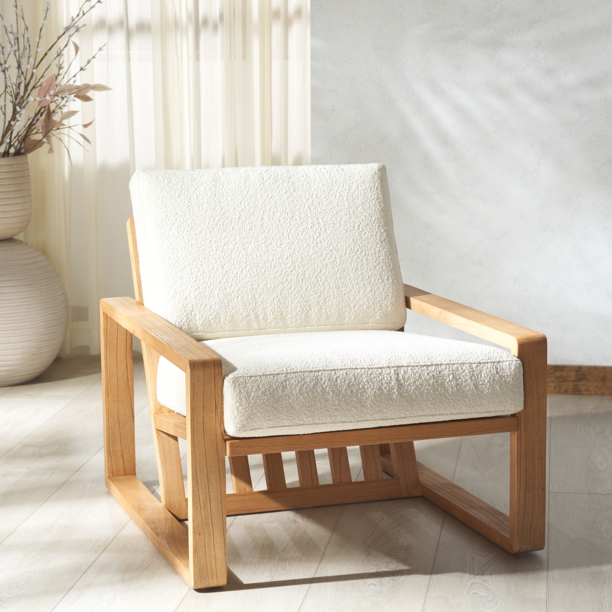 Decarlo Wooden Frame Accent Chair - Beige/Natural - Image 9