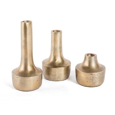 3 Piece Borys Gold Metal Table Vase Set - Image 0