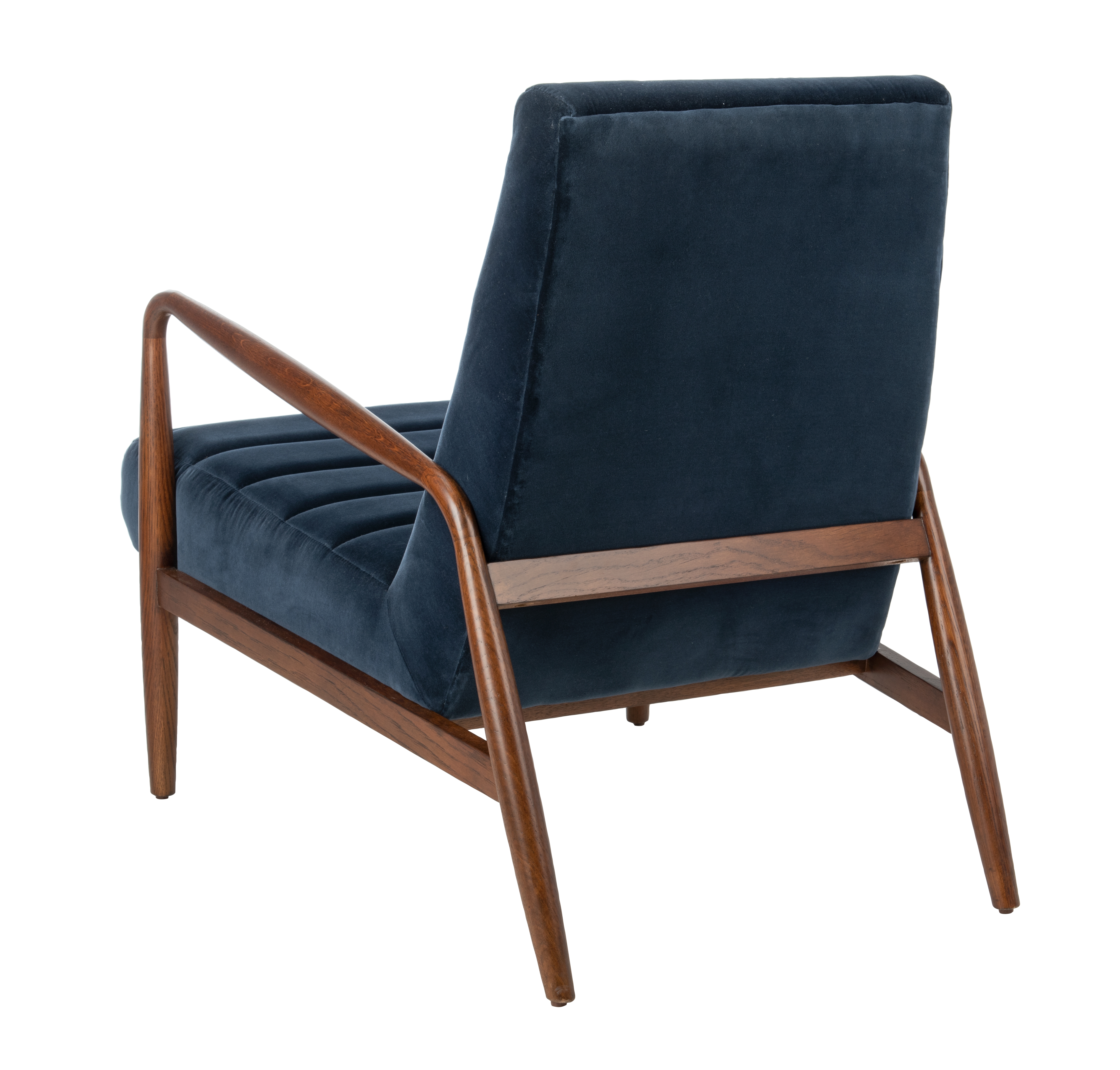 Willow Channel Tufted Arm Chair - Navy/Dark Walnut - Arlo Home - Image 2
