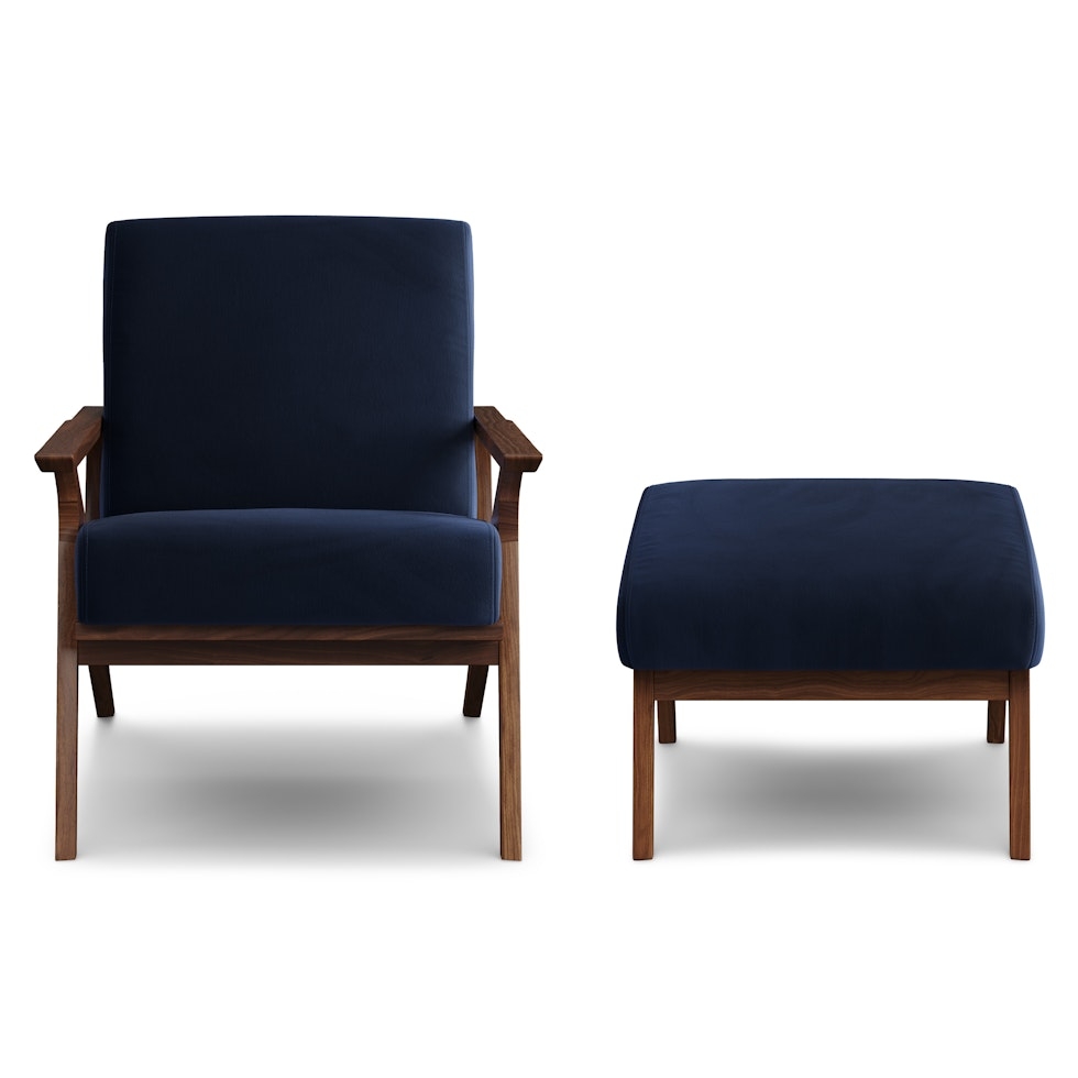 Otio 26" Velvet Lounge Set - Walnut and Hale Ink - Image 1