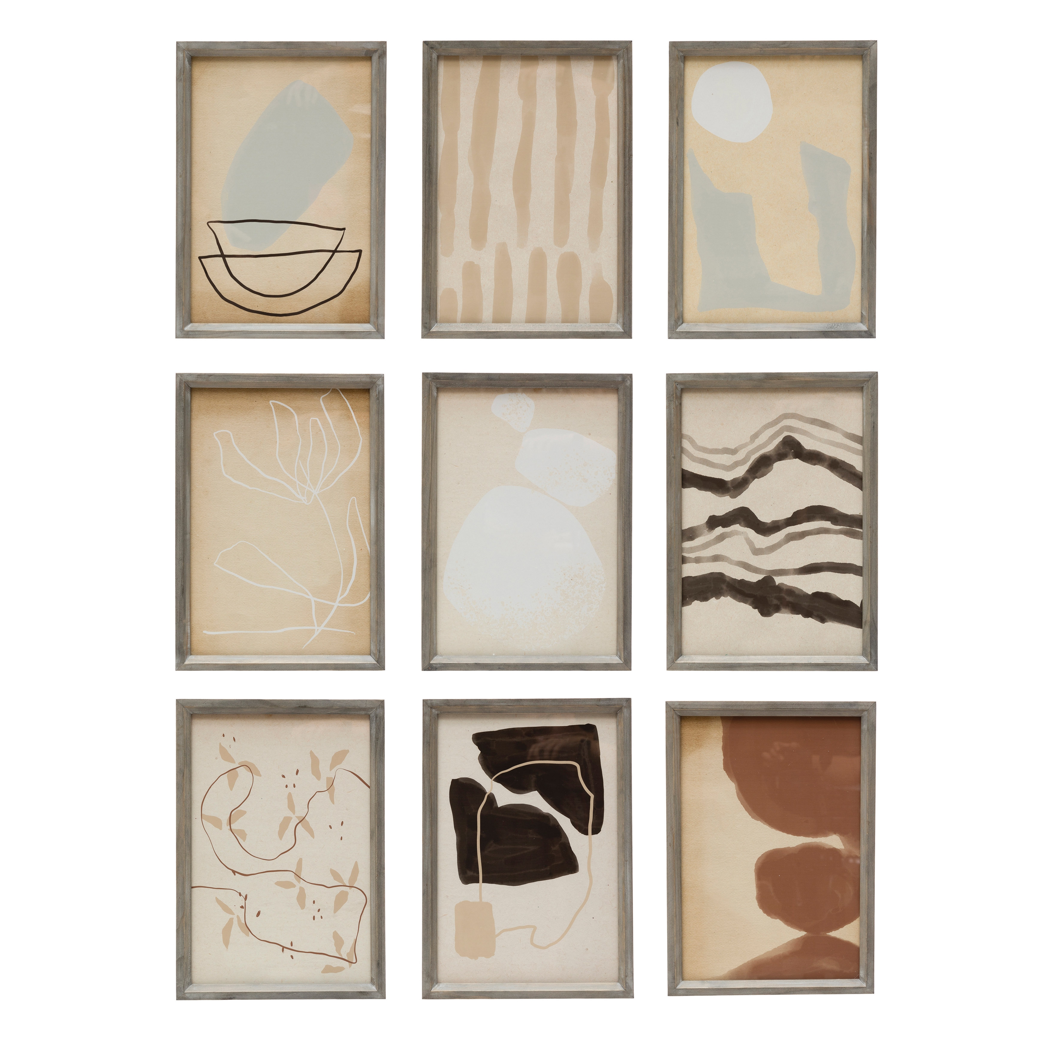 Wood Framed Wall Decor with Abstract Image, 9 Styles - Image 0