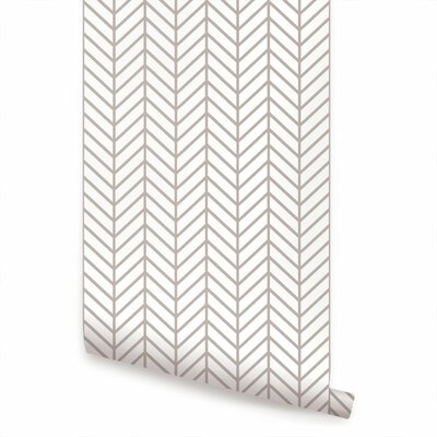 Nevaeh Herringbone Line Matte Fine Fabric Weave Peel and Stick Wallpaper Panel - Image 0