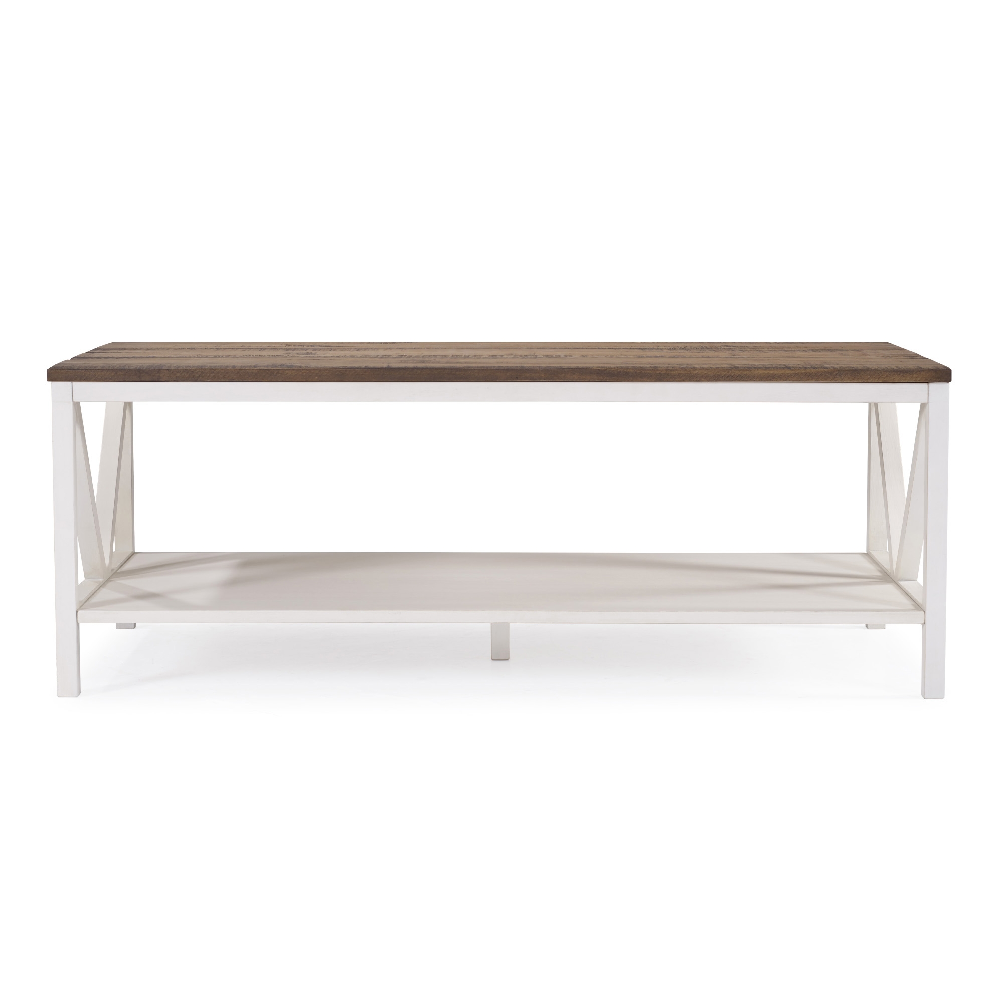 Natalee 48" Distressed Farmhouse Coffee Table - Rustic Oak/White Wash - Image 0