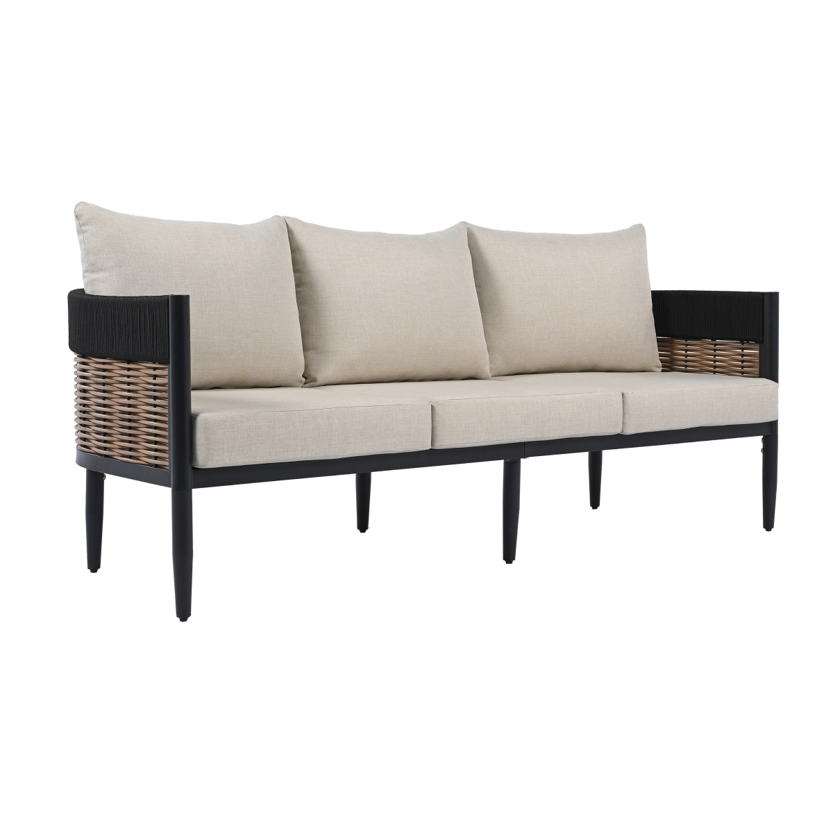 Harrison Indoor-Outdoor 3 Seater Sofa - Black/Taupe - Image 6