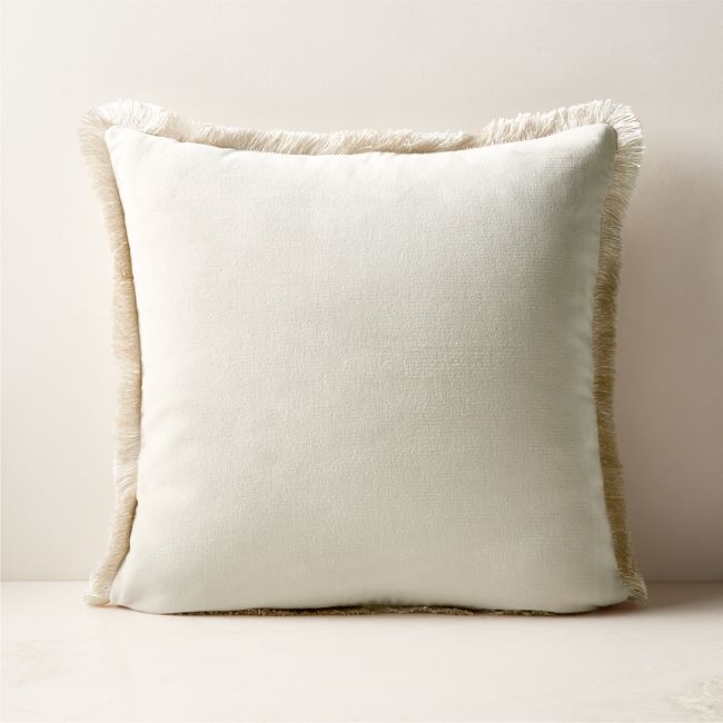 Bettie Warm White Velvet Throw Pillow with Down-Alternative Insert 20"x20" - Image 0