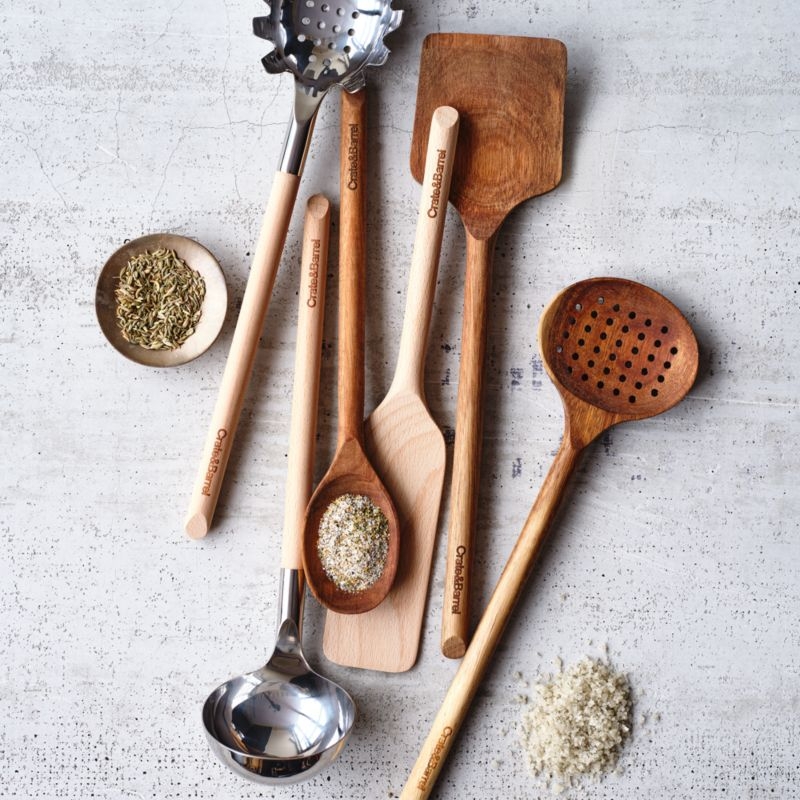 Beechwood and Stainless Slotted Turner Spatula - Image 1