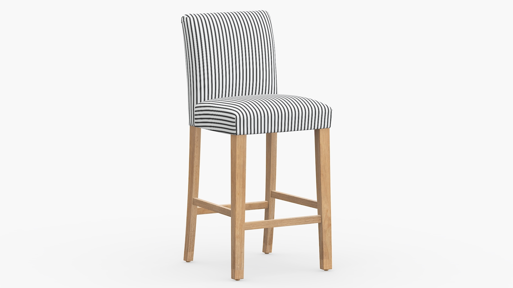 Classic Dining Bar Stool, Black Classic Ticking Stripe, Natural - Image 0