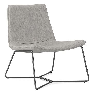 Slope Lounge Chair, Performance Coastal Linen, Platinum, Charcoal - Image 0