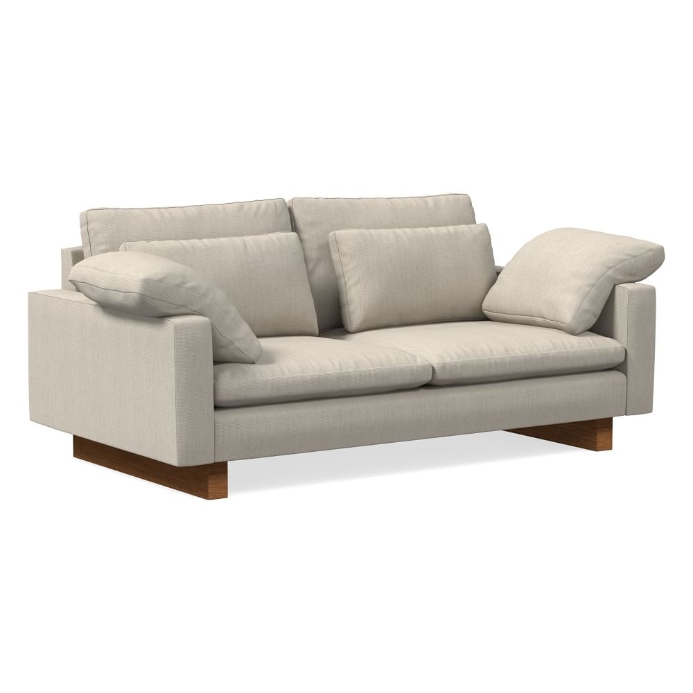 Harmony 76" Multi-Seat Sofa, Standard Depth, Basket Slub, Dove, Dark Walnut - Image 0