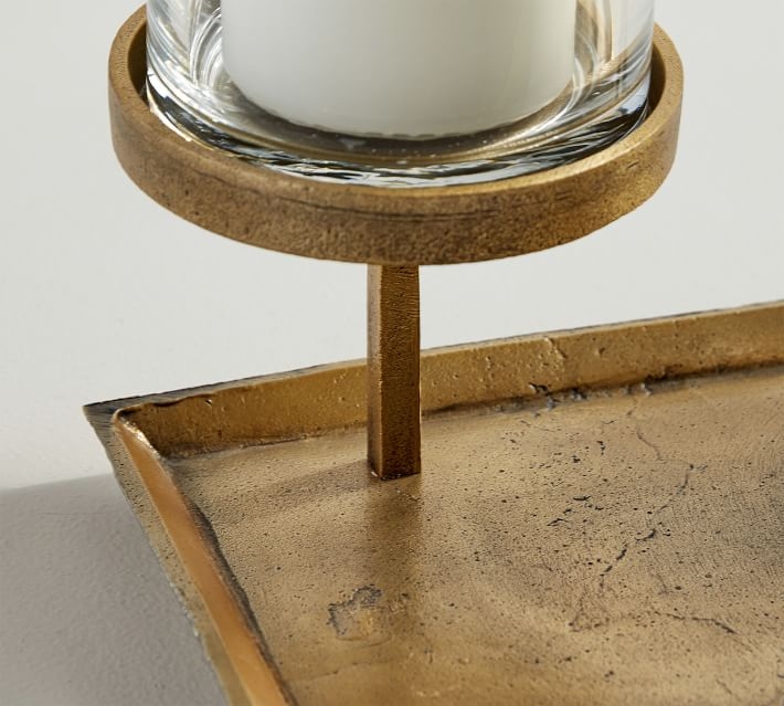 Draper Brass Pillar Candle Centerpiece, One Size - Image 1