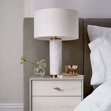 Pillar Table Lamp, Marble Base, Set of 2 - Image 1