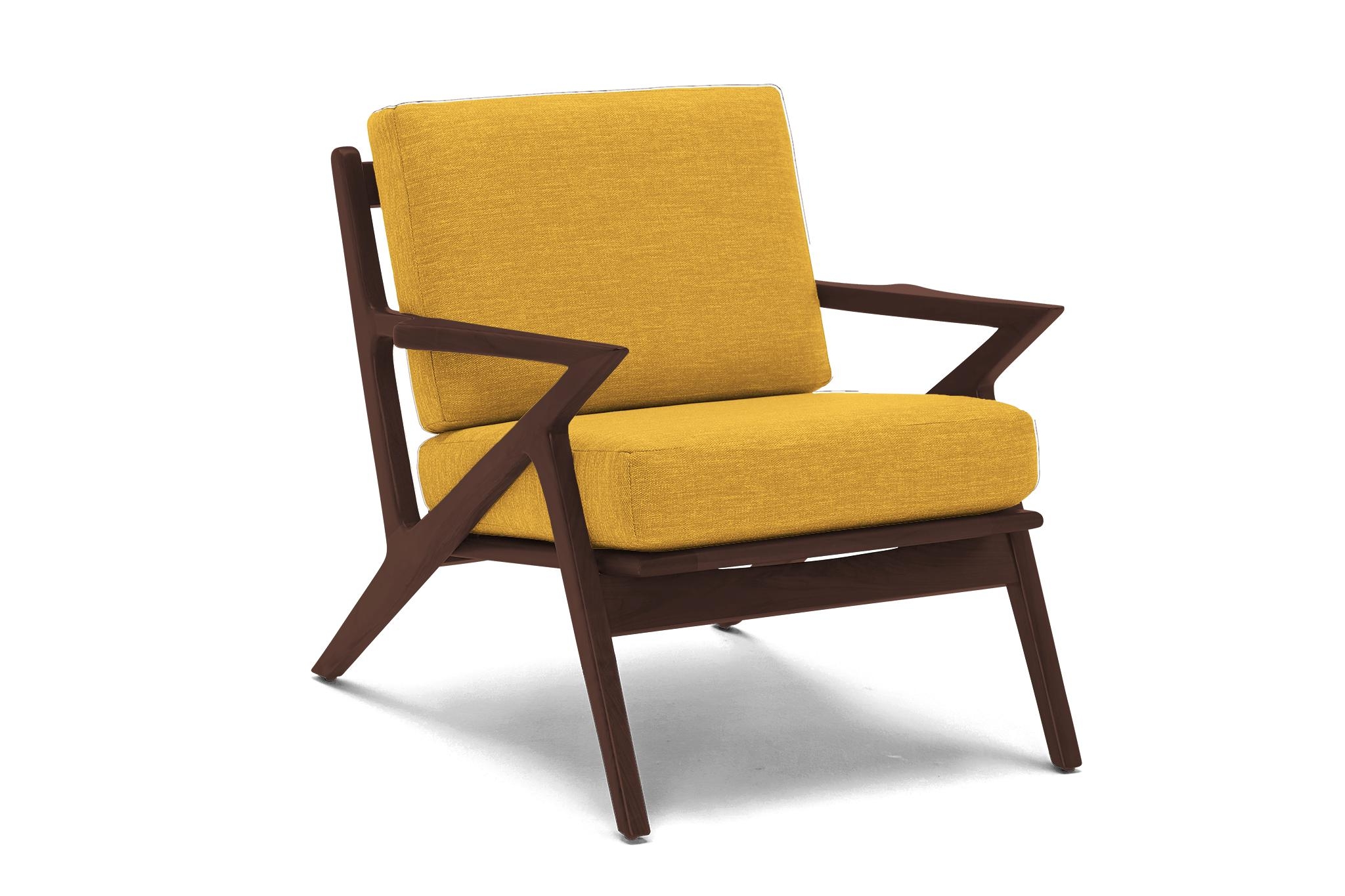 Yellow Soto Mid Century Modern Apartment Chair - Bentley Daisey - Walnut - Image 1