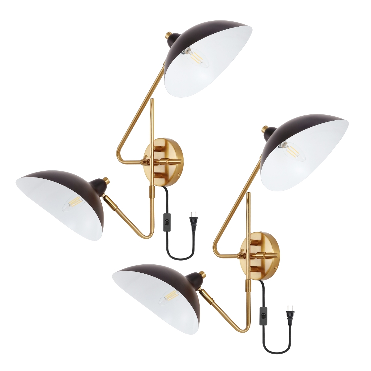 Aspera 2Lt 14.5" Wall Sconce - Brass/Black - Safavieh - Image 1