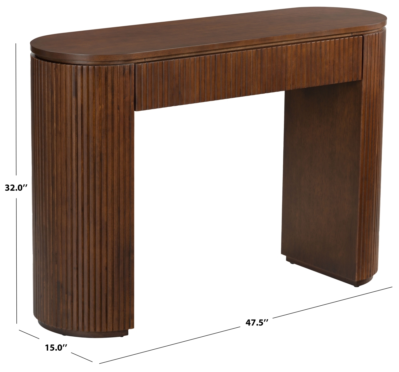 Rikki Fluted 1 Drawer Console - Walnut - Image 9