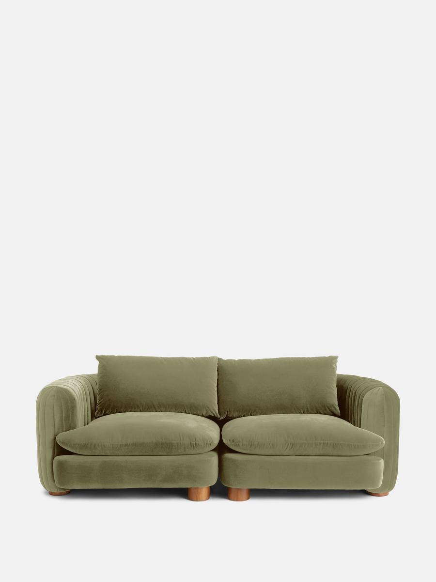 Vivienne Sectional Sofa, Three Seater, Velvet Lichen, US - Image 0