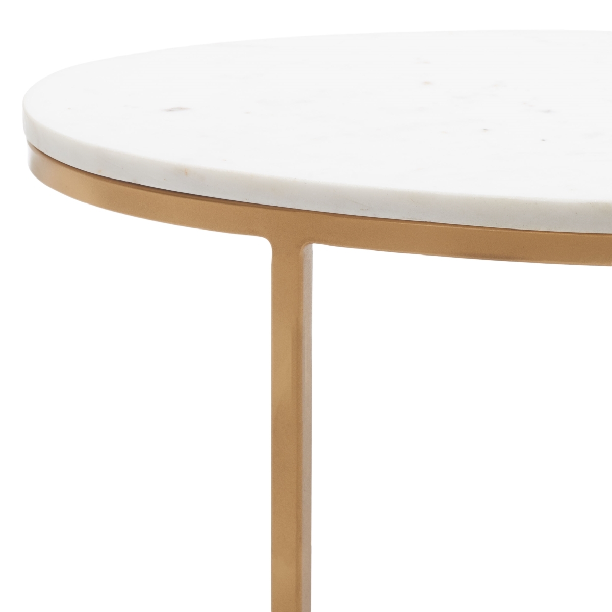 Tage Marble Side Table - White Marble / Gold - Safavieh - Image 2