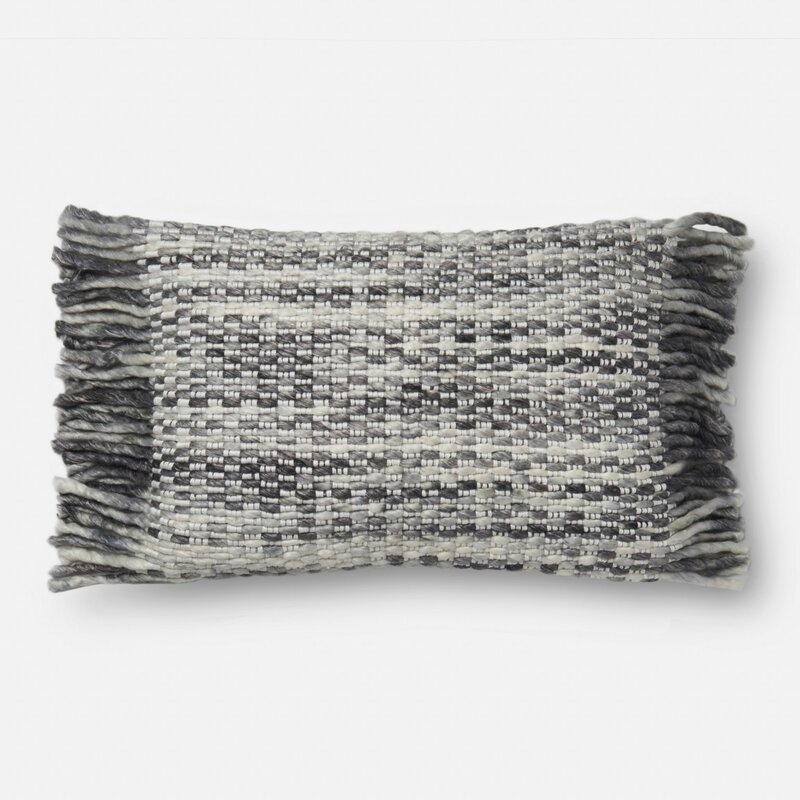 Throw Pillow Color: Ivory/Gray, Type: Lumbar Pillow, Fill Material: Polyester - Image 0