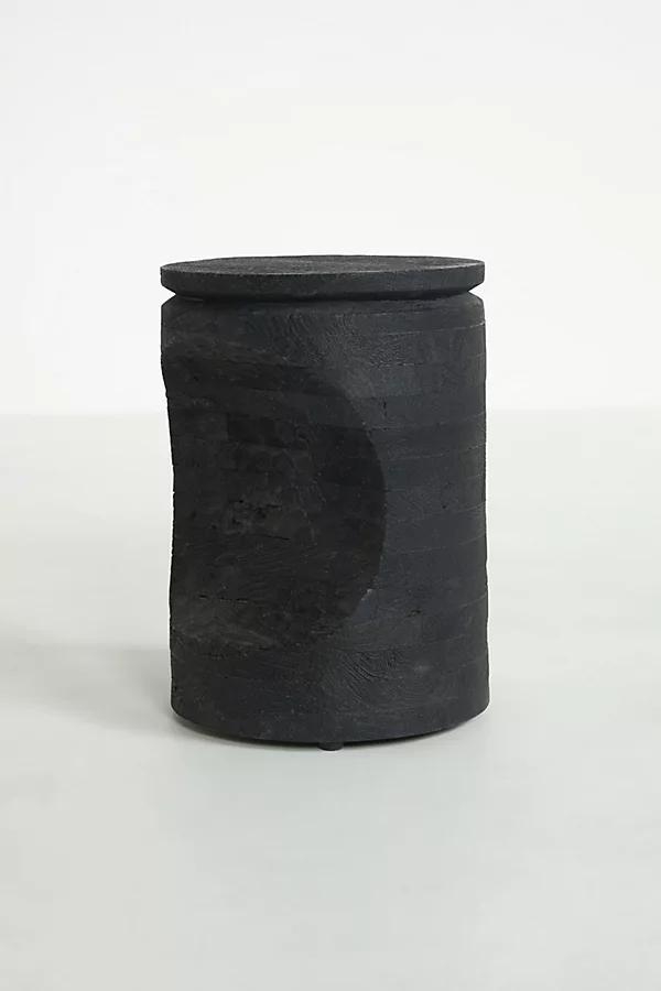 Hardwood Pillar Side Table By Anthropologie in Black - Image 0