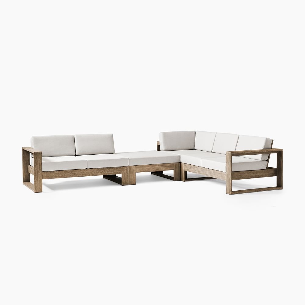Portside 4 Pc Sectional Set 14: L-Shaped 4 Piece Ottoman Sectional, Driftwood - Image 0
