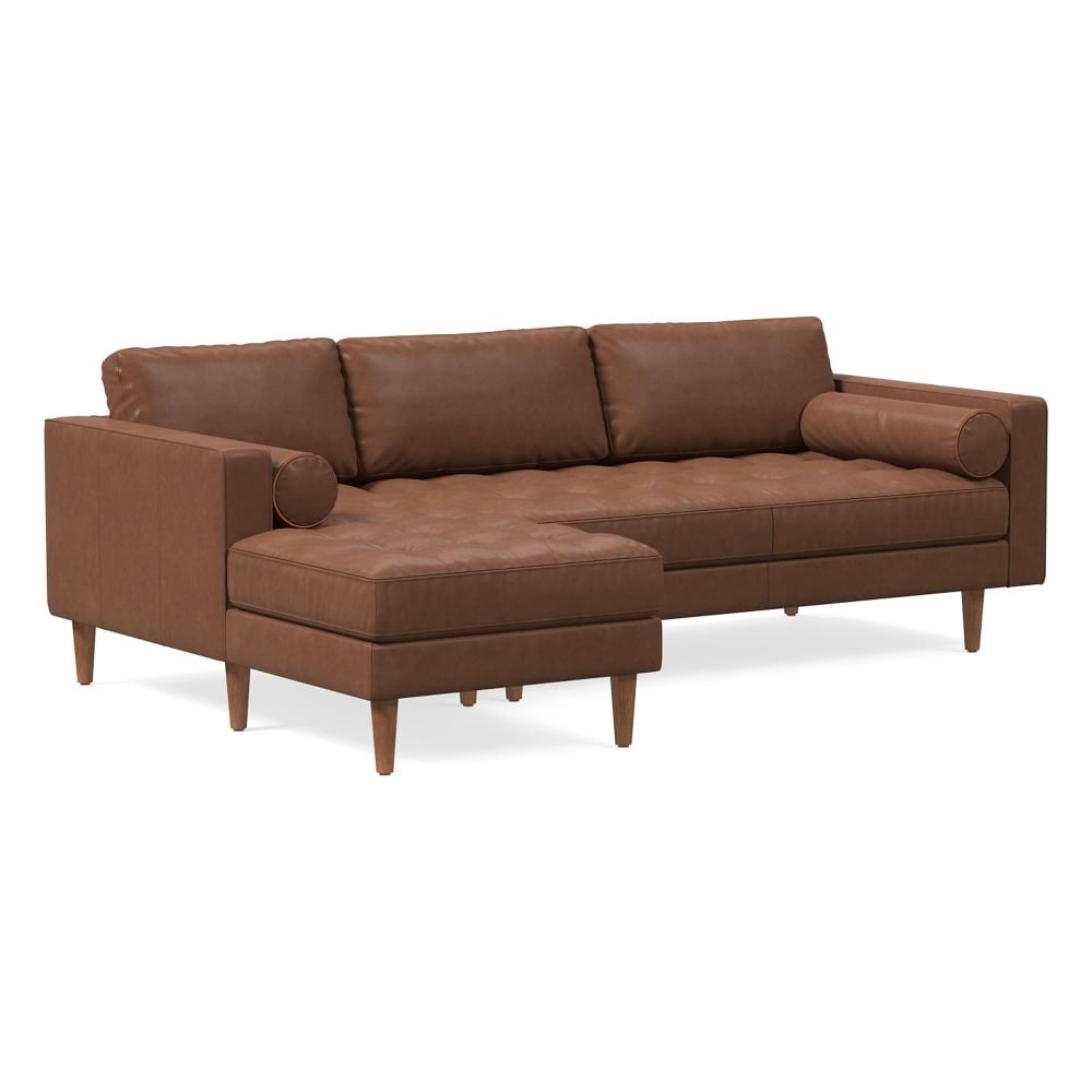 Dennes 102" Left 2-Piece Chaise Sectional, Charme Leather, Cigar, Walnut - Image 0