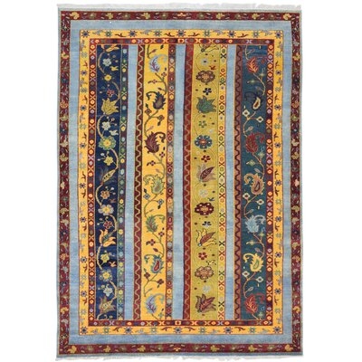 One-of-a-Kind Hand-Knotted 6' x 9' Wool Area Rug in Blue/Yellow - Image 0