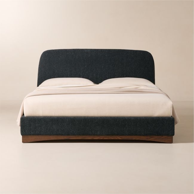 Auburn Charcoal Grey Boucle Upholstered King Bed - Image 0